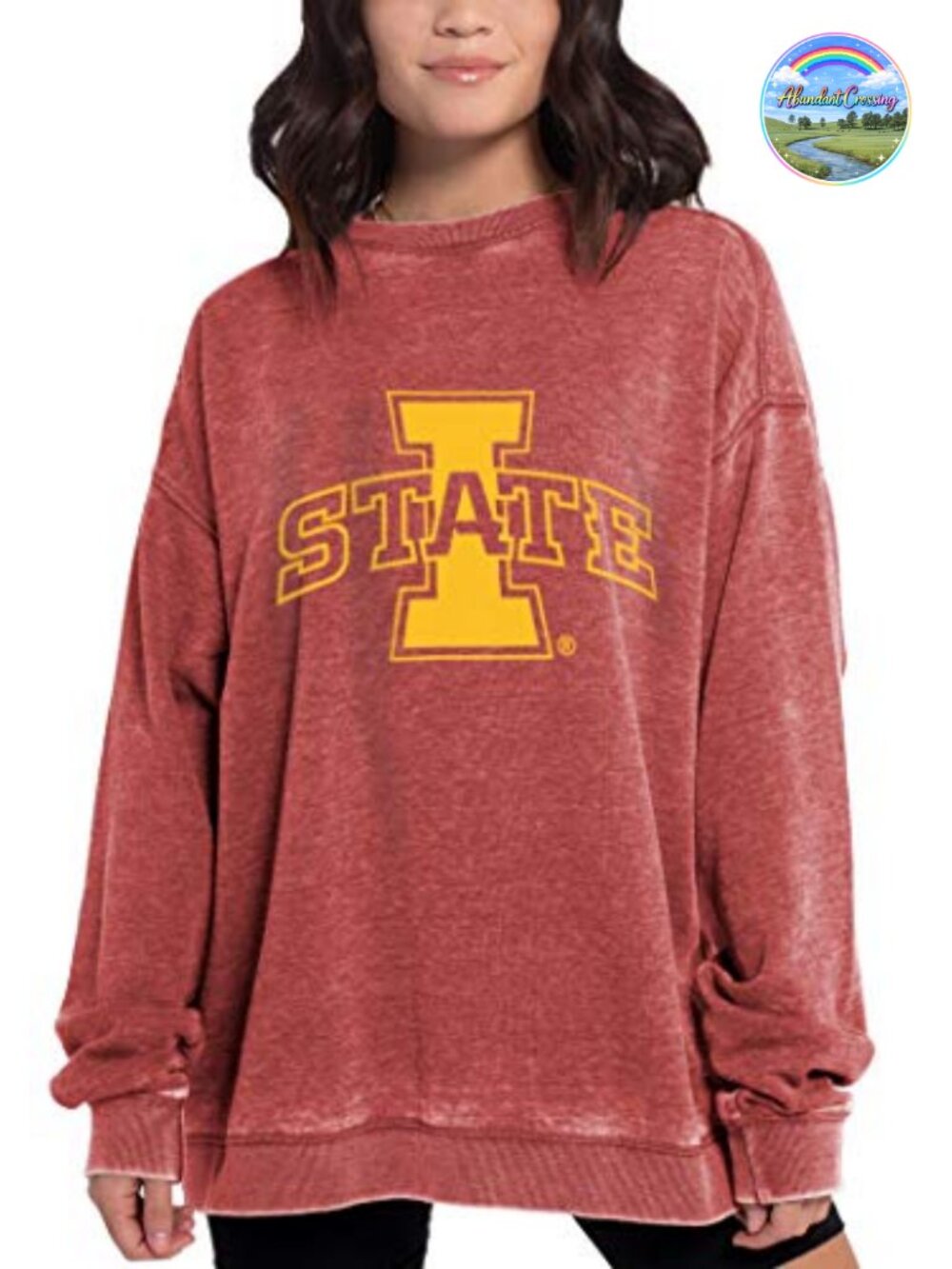 NCAA Iowa State Cyclones Oversized Fleece Crewneck Sweatshirt Pullover
